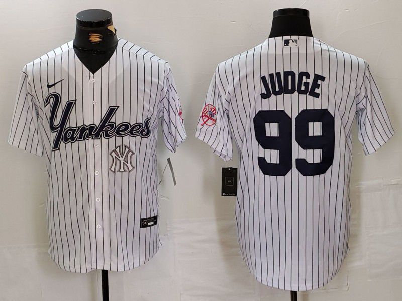 Men New York Yankees #99 Judge White stripe Three generations of joint names Nike 2024 MLB Jersey style 4->baltimore orioles->MLB Jersey